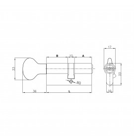 Цилиндровый механизм 164 SM 80мм (30х10х40) латунь