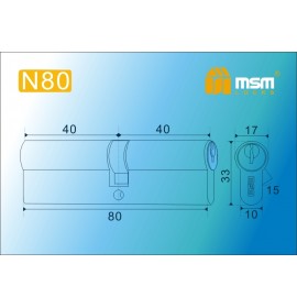 Цилиндровый механизм N 80мм к/к 5 кл. SN мат.никель
