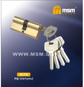 Цилиндровый механизм N 70мм к\к 5кл. PB зол.