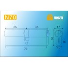Цилиндровый механизм N 70мм к/к 5кл. SN мат. ник