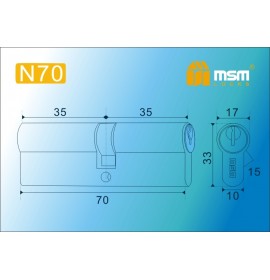 Цилиндровый механизм N 70мм к/к 5кл. SN мат. ник
