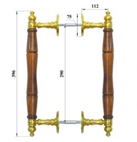 Ручка дер. парадная "Техком" ПДД-1 (310мм) двойн. со стяжкой
