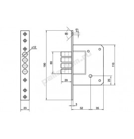 PALLADIUM Замок врезной 0189-4MF латунь 5кл.