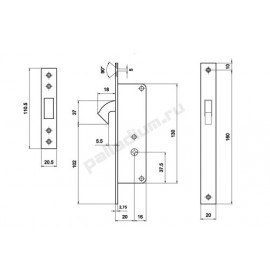 PALLADIUM Замок врезной 0201F хром (30)