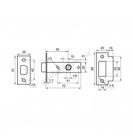 PALLADIUM Защелка межкомнатная 400 AB бронза 00011804
