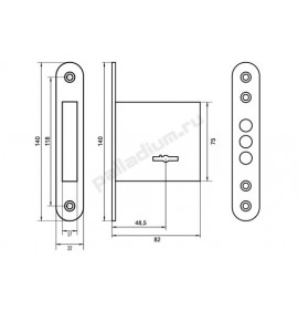 PALLADIUM Замок врезной 408-6 хром CP 00010528