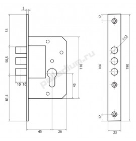 PALLADIUM Корпус замка 0189-3M латунь 00011169