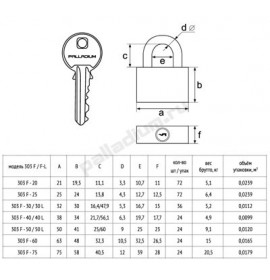 Навесной замок 303F-30 PALLADIUM