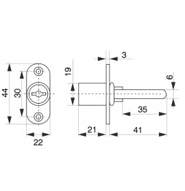Замок мебельный 508-1-19мм хром на 3 ящика