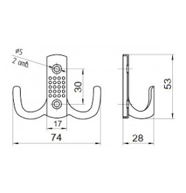 Крючок с перф. двойной 2122 AC медь