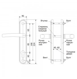 Ручка дверная "Гардиан" 4132 комплект а/медь (85мм)
