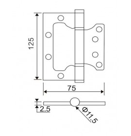 Петля без врезки B2-SN(125х75х2,5)