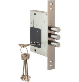 Замок врезной сувальдный 257 L никель KALE