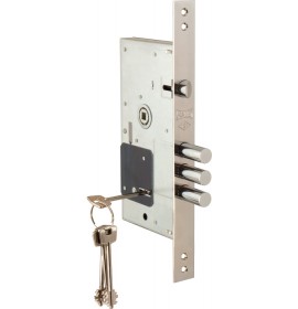 Замок врезной сувальдный 252 RL никель KALE