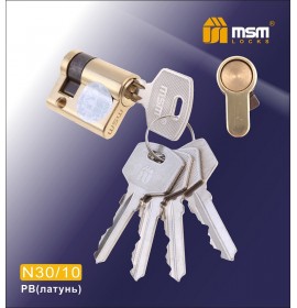 Цилиндровый механизм N 30/10мм к/к 5кл. PB золото 00000002367