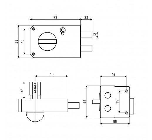 АЛЛЮР Замок накладной ЗН 1-2НТ