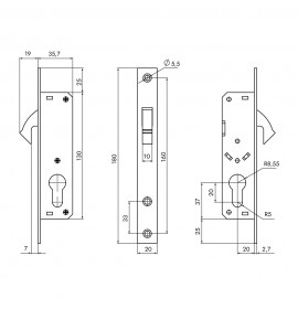Корпус узкопроф. замка METLR-201C
