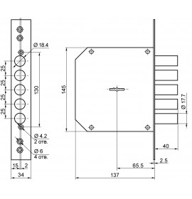 BORDER Замок врезной ЗВ 8-6К.5/15 лев. 72224