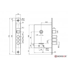 BORDER Замок врезной ЗВ 9-6/13 ЭКОНОМ 77320