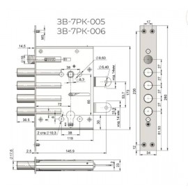 CRIT Замок врезной ЗВ 7РК-005 ХП