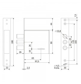 Замок врезной Галеон №817 CP хром