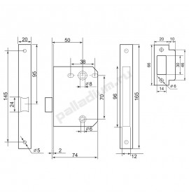 Защелка межкомнатная PALLADIUM 170AB (бронза) 00011795