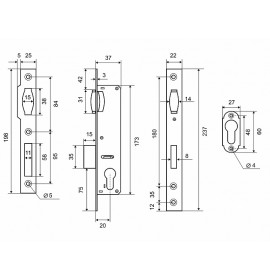 PALLADIUM Корпус замка 0155 хром 20мм (30) 00009841